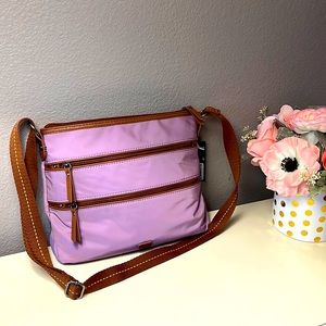 THE SAK 🛍️ Nylon Multi Zip Pocket Adjustable Crossbody Bag in Light Purple